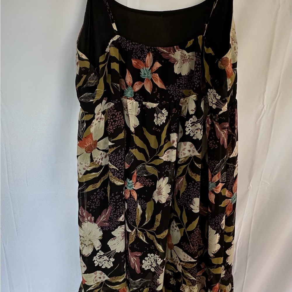 The Vanity Room Floral Midi Dress - Black and Multicolor